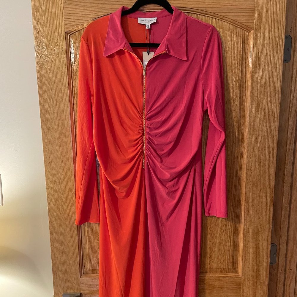 Never Fully Dressed Orange and Pink Color Block Dress Size 12